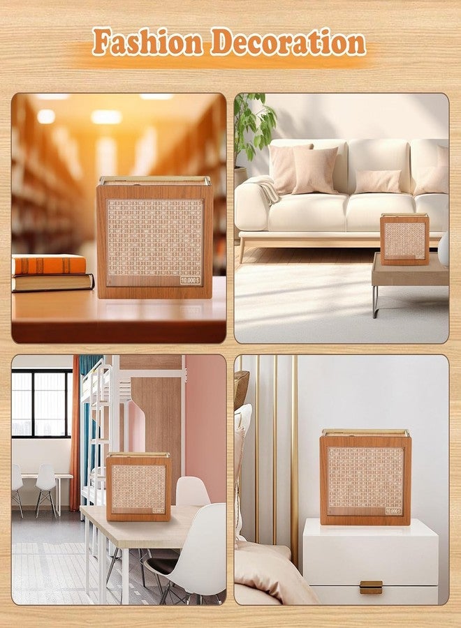 DOEASY حصالة نقود خشبية من دويزي، صندوق نقود، صندوق عملات معدنية بتصميم منحوت للأطفال، صندوق تحدي الادخار، صندوق نقود، صندوق توفير نقود، حصالة نقود خشبية، صندوق توفير المال سماش موني سيفر - Image 4
